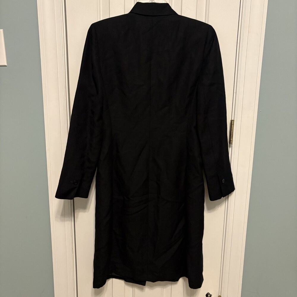 VTG 90s Harve Benard Long Blazer Womens 6 Black Linen Blend Coat Minimalist Prep - Picture 2 of 11